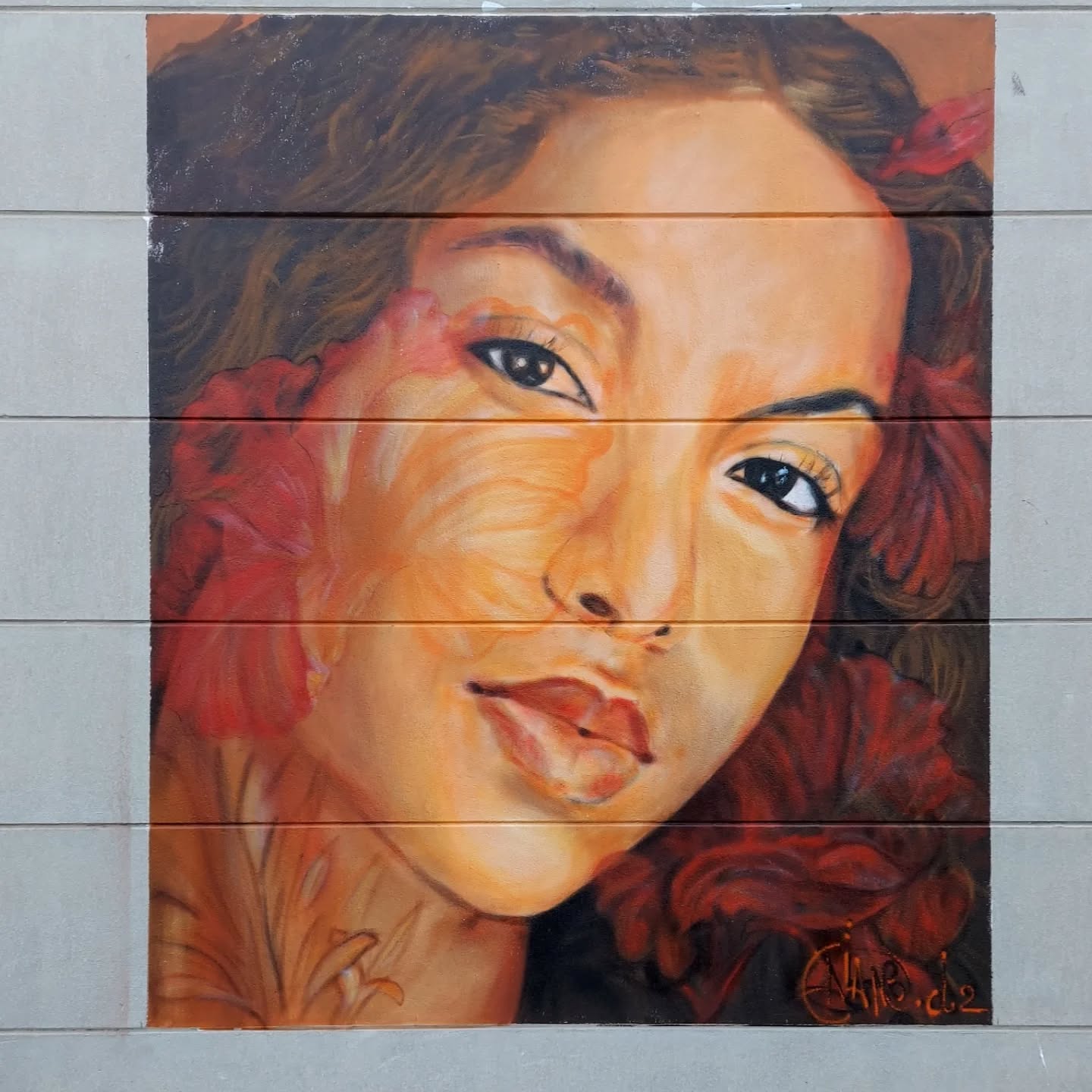 Fresque pianiste sur fond jaune et bleu